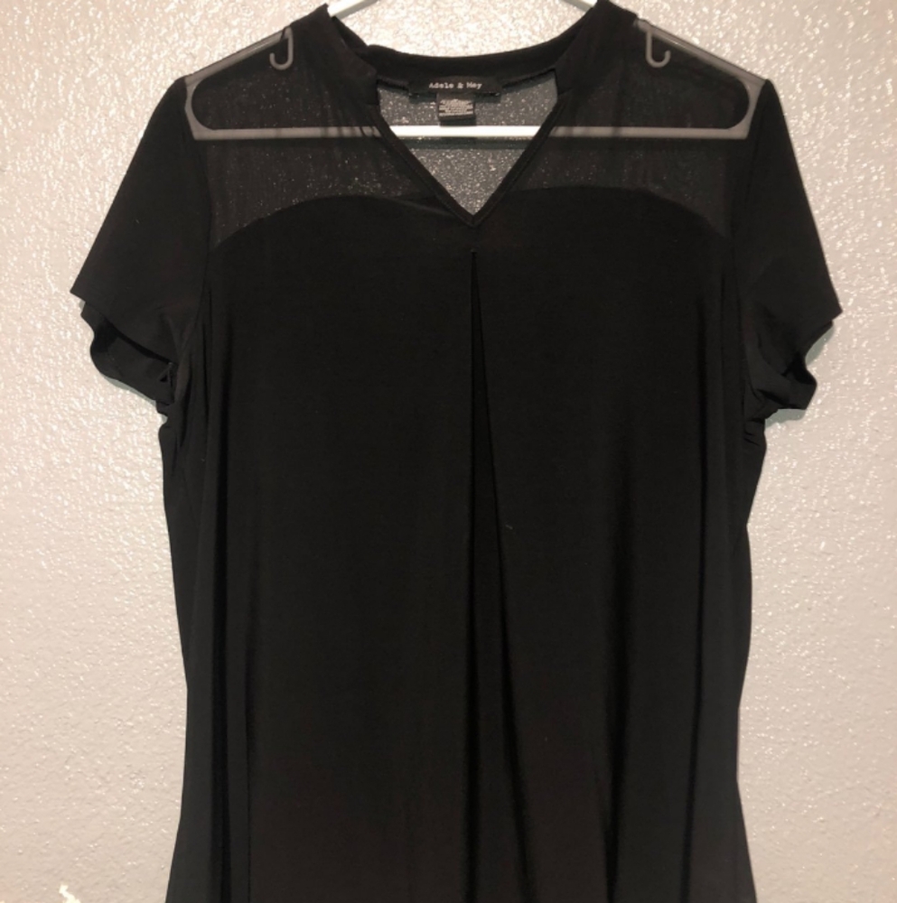 Adele & May Black Sheer Top Vneckline Top